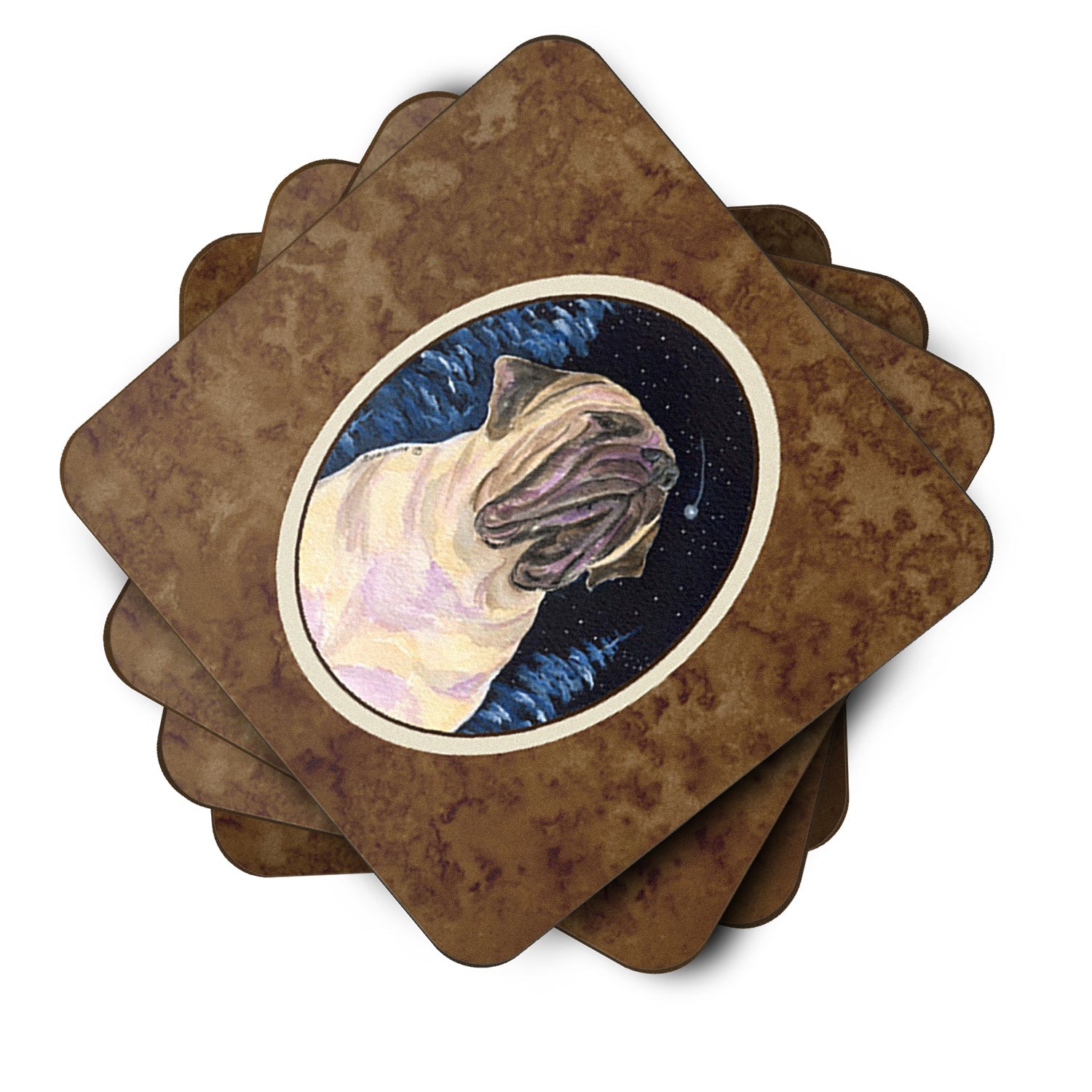 Starry Night Mastiff Foam Coasters Set of 4 Cup Coasters for Indoor Outdoor, Tabletop Protection, Anti Slip, Mouse pad Material