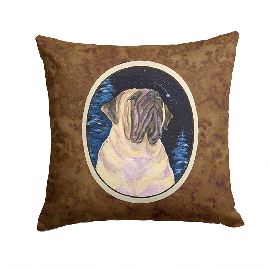 Starry Night Mastiff Decorative Throw Pillow 14x14 Indoor Outdoor Accent Cushion, Fabric Cover with Insert for Sofa, Bed, Porch & Living Room