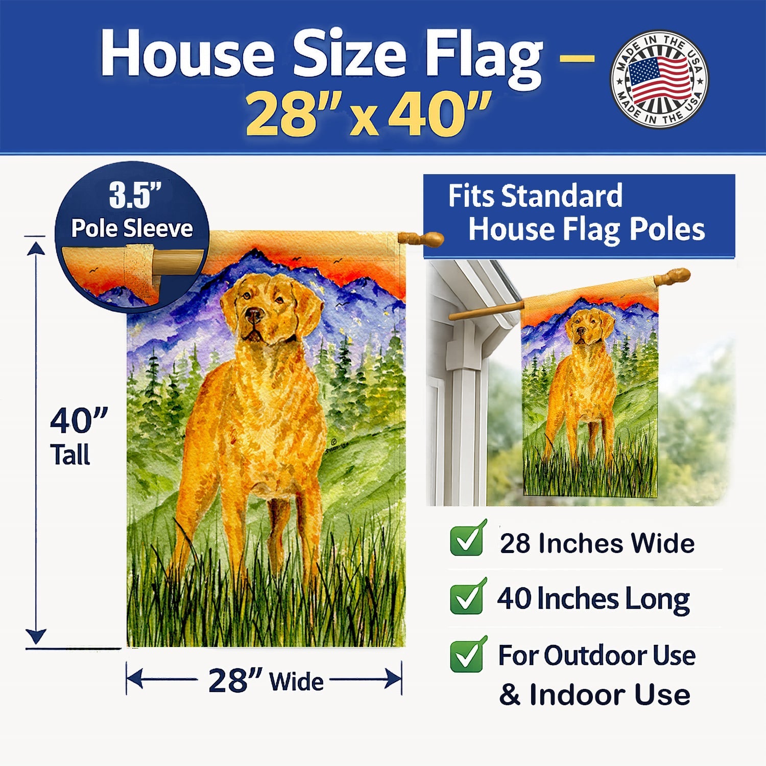 Chesapeake Bay Retriever House Flag 28x40 Porch Sleeve Pole Decorative Outside Yard Banner Artwork Wall Hanging, Polyester