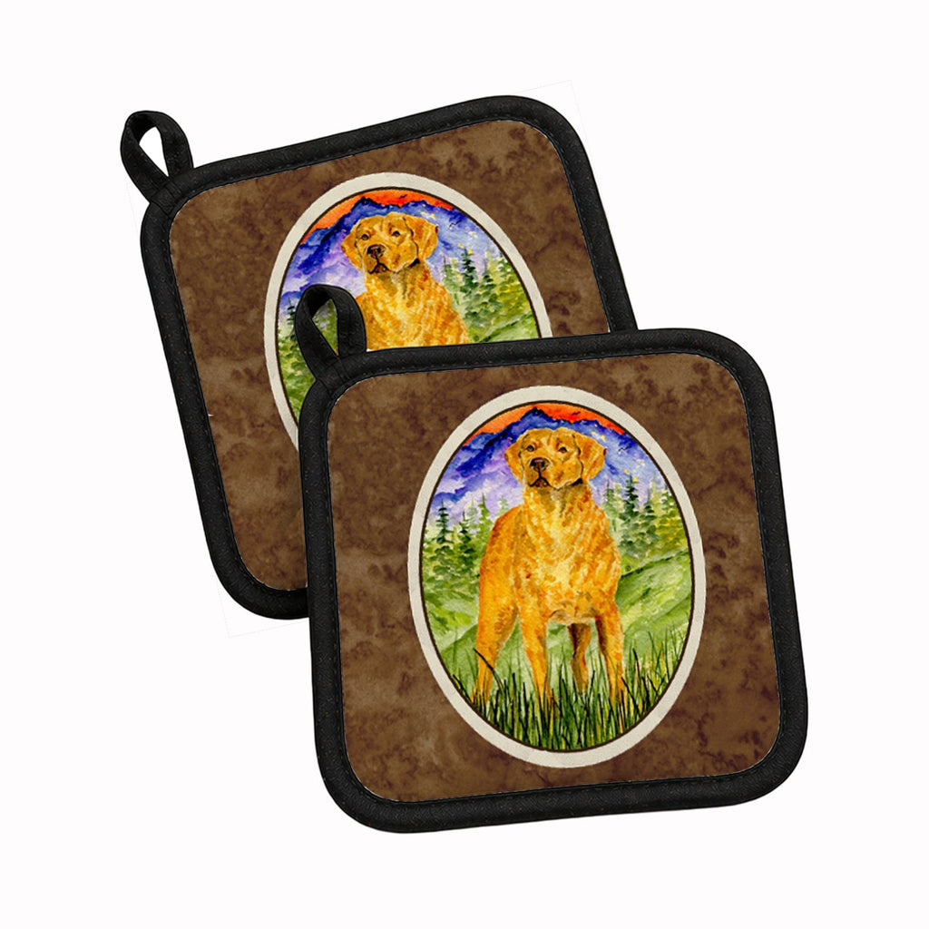 Chesapeake Bay Retriever Pot Holder Set of 2 Heat Resistant Quilted Hot Pads 7.5 x 7.5 Inch, Insulated Kitchen Trivets for Cooking & Baking