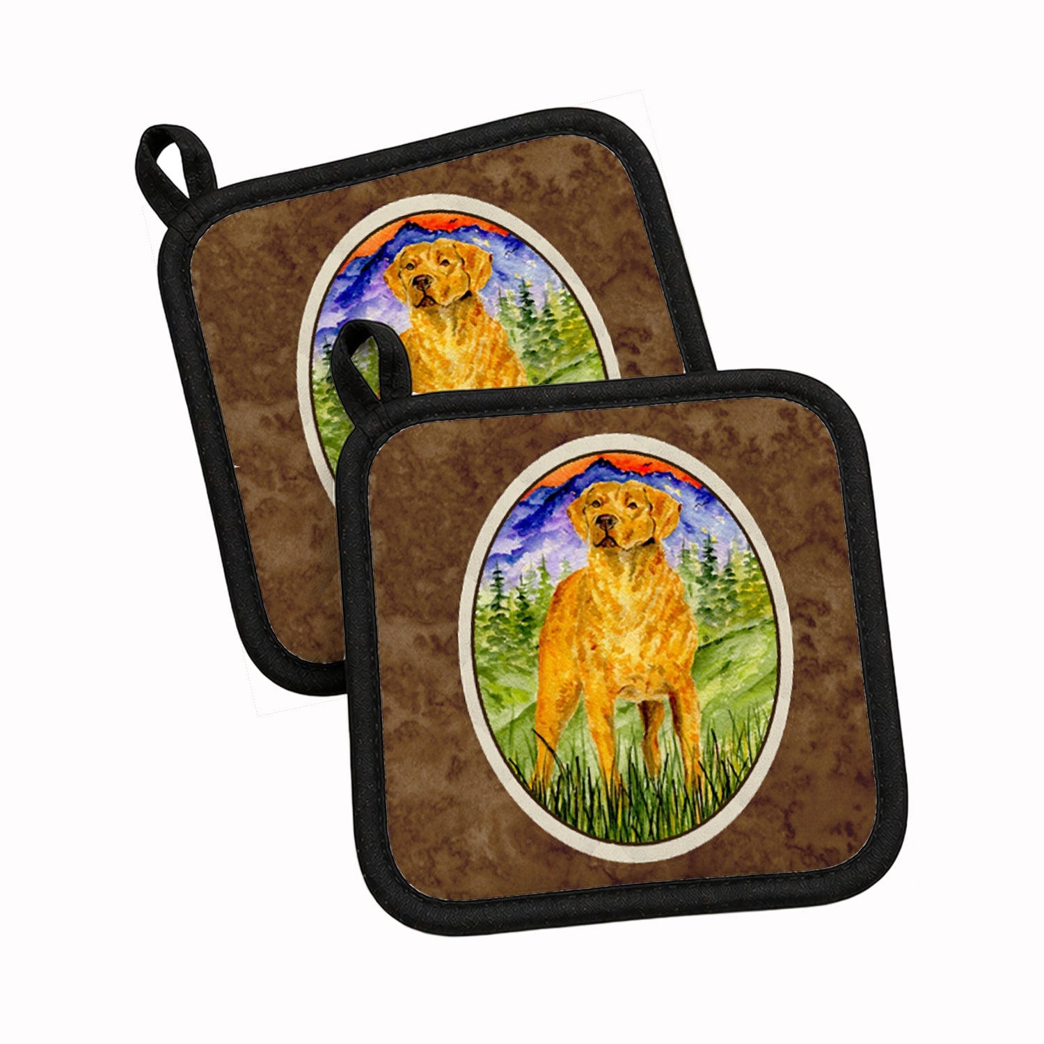 Chesapeake Bay Retriever Pot Holder Set of 2 Heat Resistant Quilted Hot Pads 7.5 x 7.5 Inch, Insulated Kitchen Trivets for Cooking & Baking