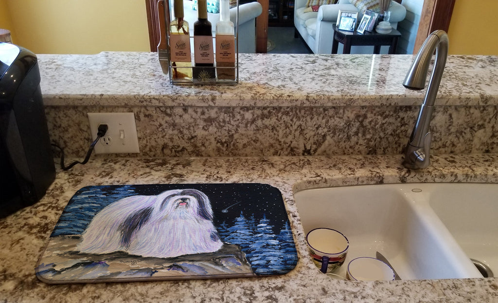 Starry Night Havanese Dish Drying Mat Absorbent Dish Drying Mat Pad for Kitchen Counter Dish Drainer Mat for Countertop, 14 x 21", Multicolor