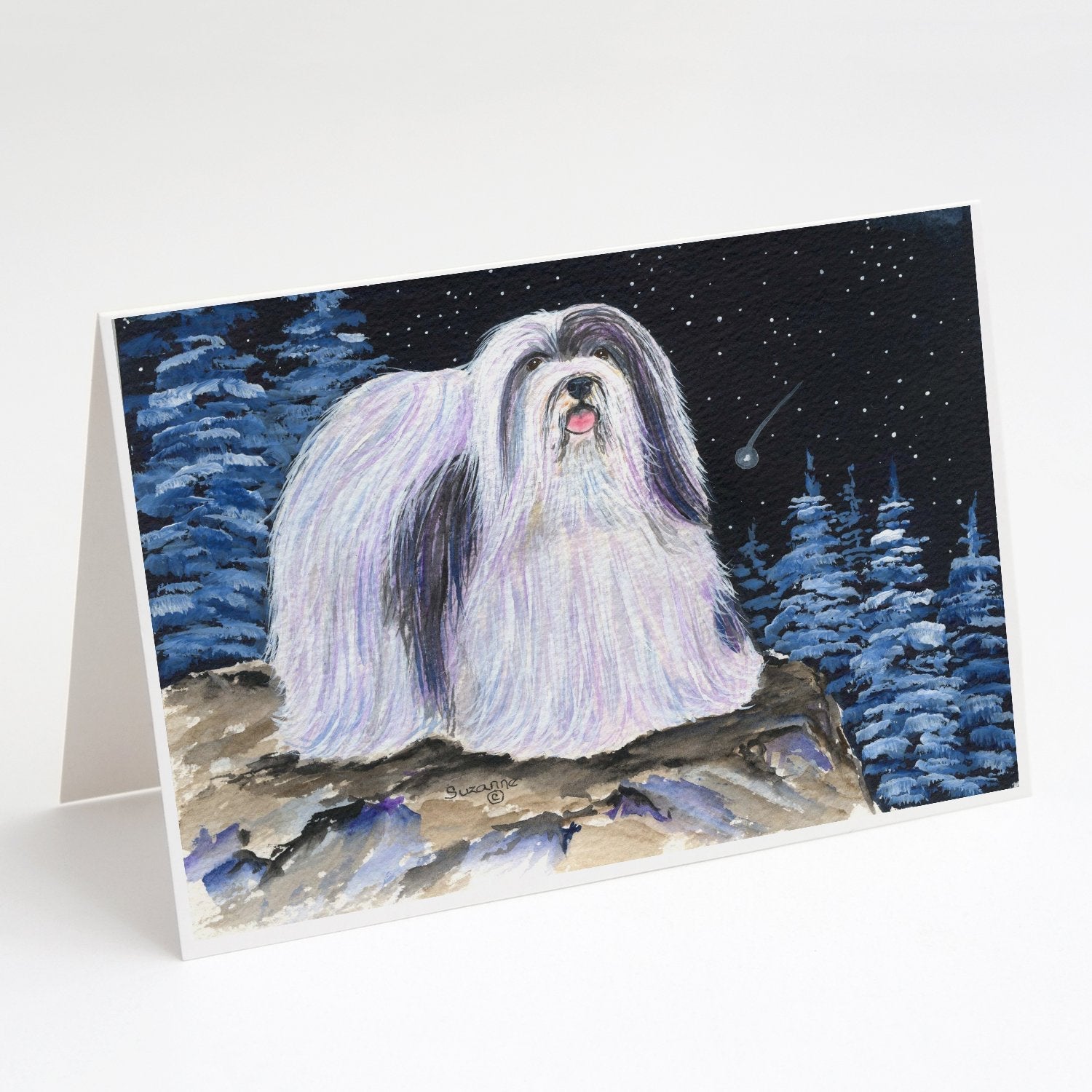 Starry Night Havanese Greeting Cards Pack of 8 Blank Cards with Envelopes Whimsical A7 Size 5x7