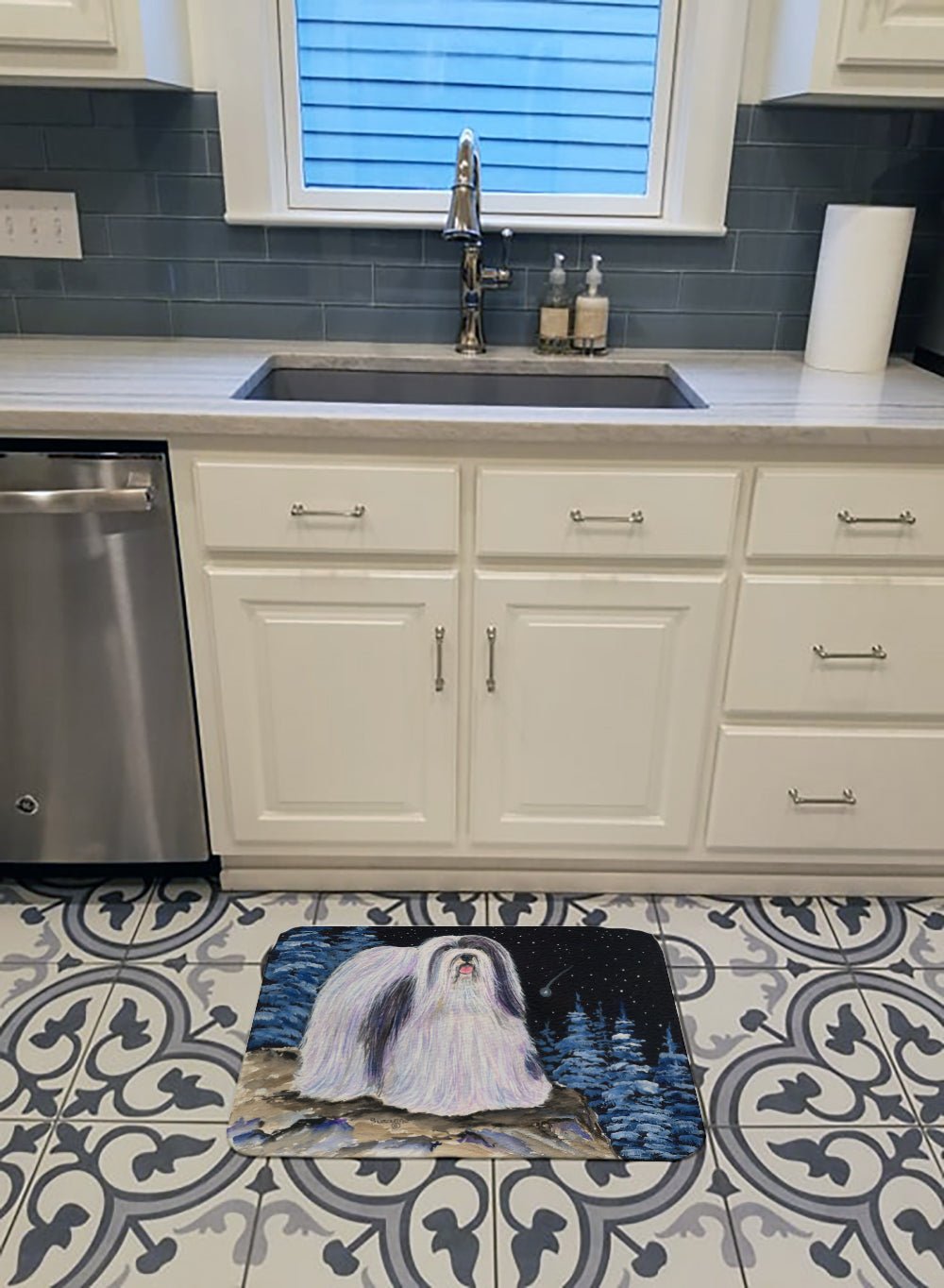 Starry Night Havanese Memory Foam Kitchen Mat Machine Washable Anti-Fatigue Cushion Comfort Bath or Kitchen Rug