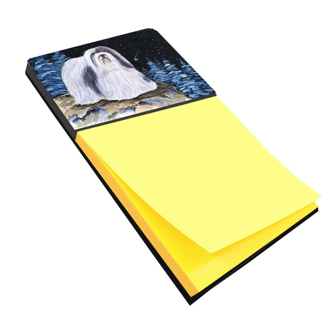 Starry Night Havanese Watercolor Sticky Note Holder Refillable Dispenser Desk Accessory 3x3 Pad Gift