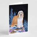 Starry Night Bearded Collie Greeting Cards Pack of 8 Blank Cards with Envelopes Whimsical A7 Size 5x7