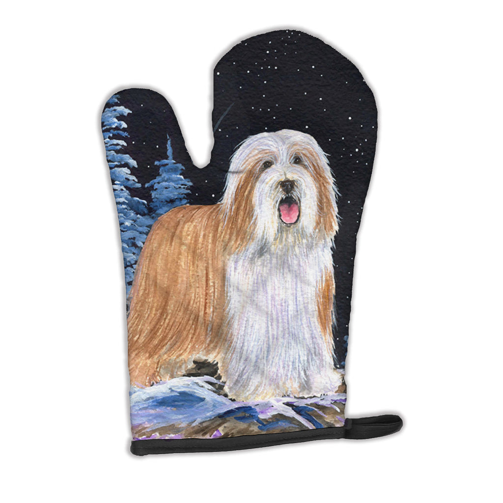 Starry Night Bearded Collie Oven Mitt Heat Resistant Thick Oven Mitt for Hot Pans and Oven, Kitchen Mitt Protect Hands, Cooking Baking Glove