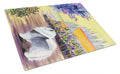 Keeshond Cutting Board Tempered Glass Kitchen Cutting Surface, Heat Resistant Chopping, Non-Slip Feet, Food Prep & Serving