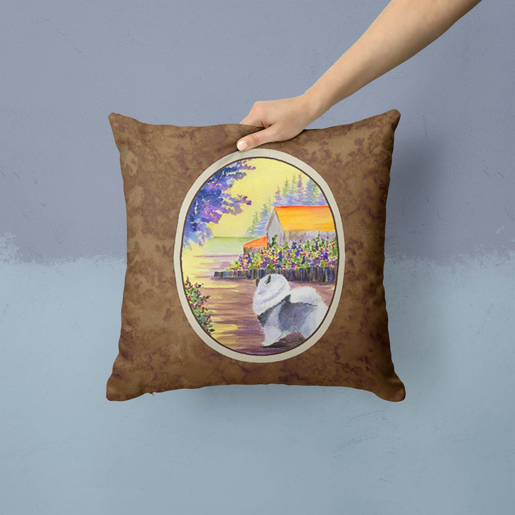 Keeshond Decorative Throw Pillow 14x14 Indoor Outdoor Accent Cushion, Fabric Cover with Insert for Sofa, Bed, Porch & Living Room