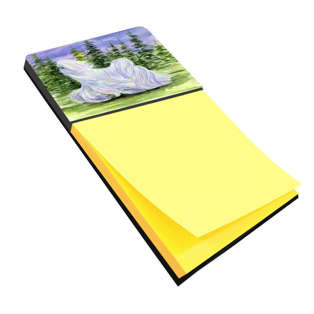 Maltese Watercolor Sticky Note Holder Refillable Dispenser Desk Accessory 3x3 Pad Gift