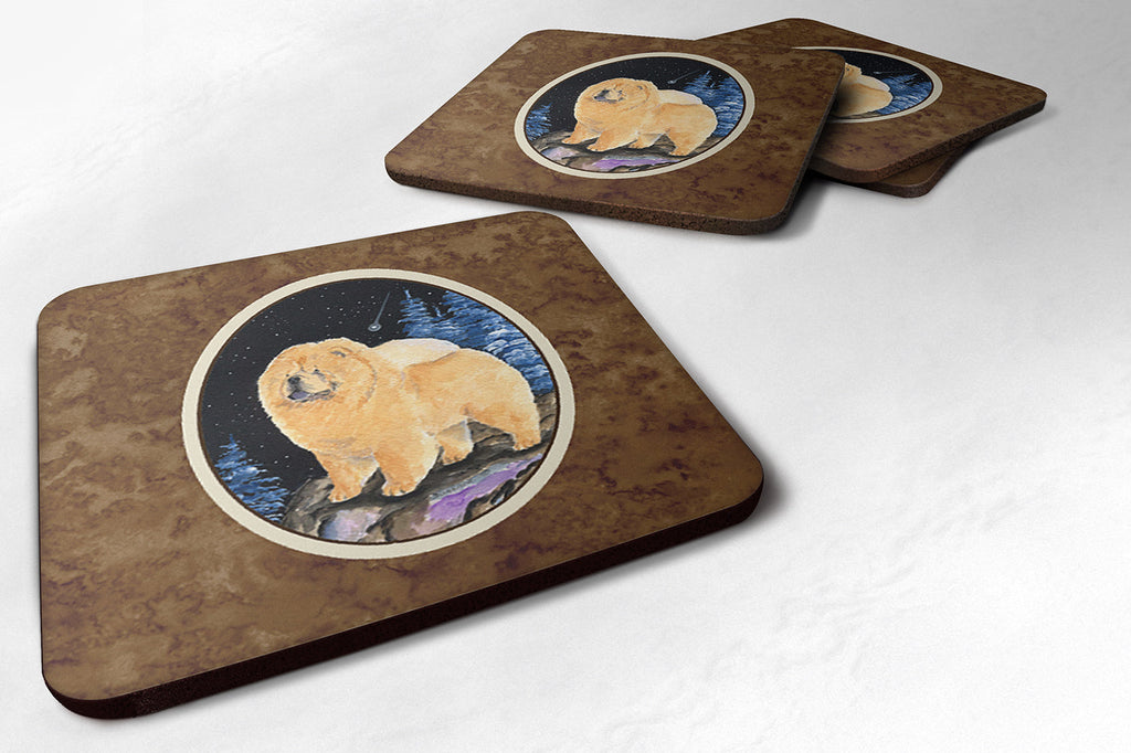 Starry Night Chow Chow Foam Coasters Set of 4 Cup Coasters for Indoor Outdoor, Tabletop Protection, Anti Slip, Mouse pad Material