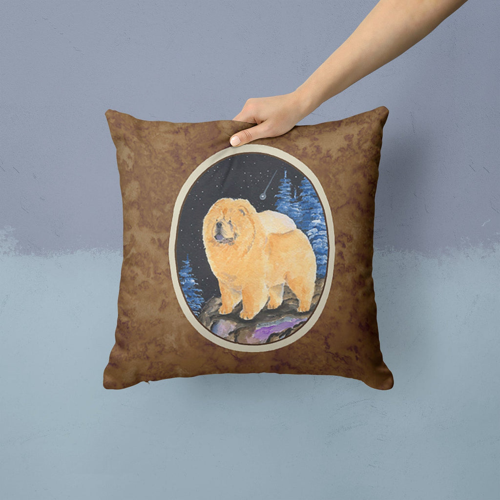 Starry Night Chow Chow Decorative Throw Pillow 14x14 Indoor Outdoor Accent Cushion, Fabric Cover with Insert for Sofa, Bed, Porch & Living Room