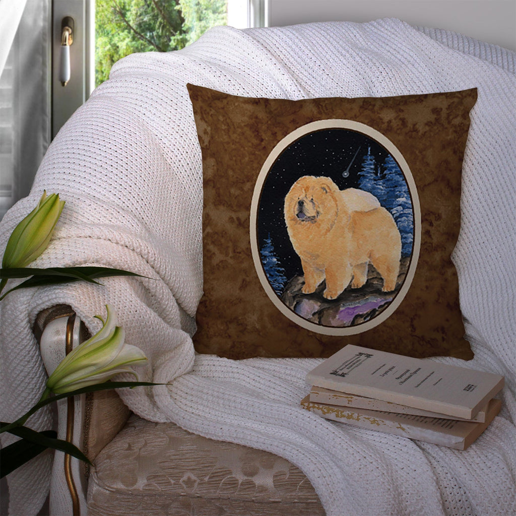 Starry Night Chow Chow Decorative Throw Pillow 14x14 Indoor Outdoor Accent Cushion, Fabric Cover with Insert for Sofa, Bed, Porch & Living Room