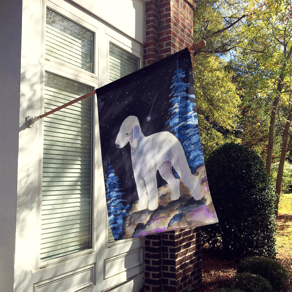 Starry Night Bedlington Terrier House Flag 28x40 Porch Sleeve Pole Decorative Outside Yard Banner Artwork Wall Hanging, Polyester