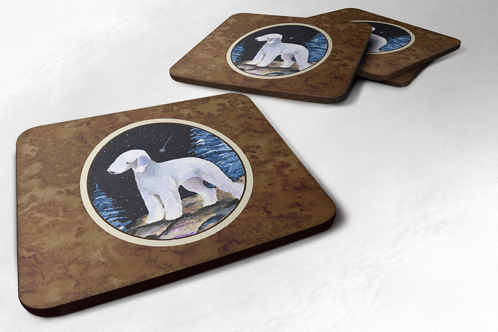 Starry Night Bedlington Terrier Foam Coasters Set of 4 Cup Coasters for Indoor Outdoor, Tabletop Protection, Anti Slip, Mouse pad Material
