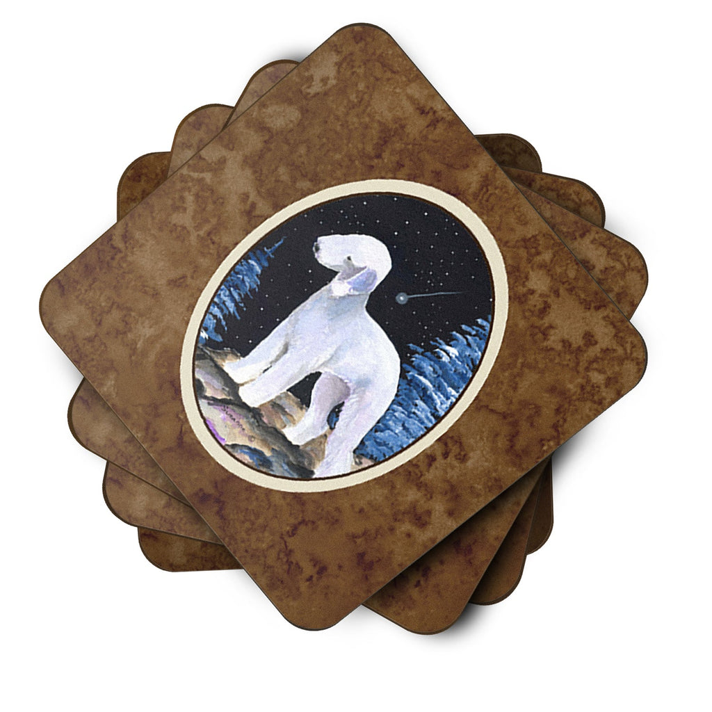 Starry Night Bedlington Terrier Foam Coasters Set of 4 Cup Coasters for Indoor Outdoor, Tabletop Protection, Anti Slip, Mouse pad Material