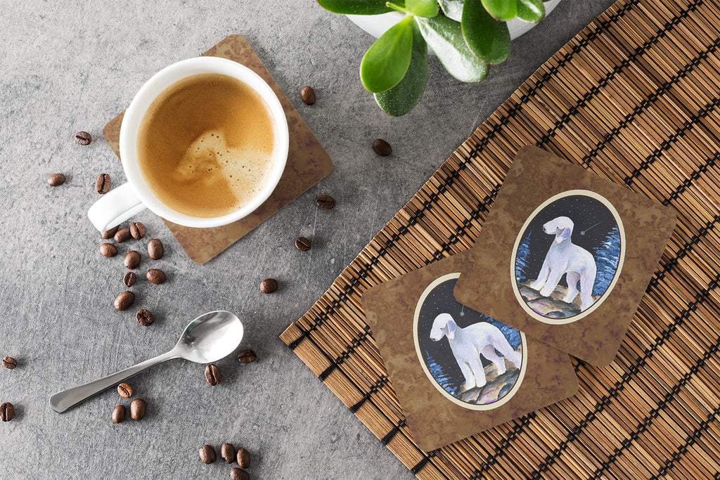 Starry Night Bedlington Terrier Foam Coasters Set of 4 Cup Coasters for Indoor Outdoor, Tabletop Protection, Anti Slip, Mouse pad Material