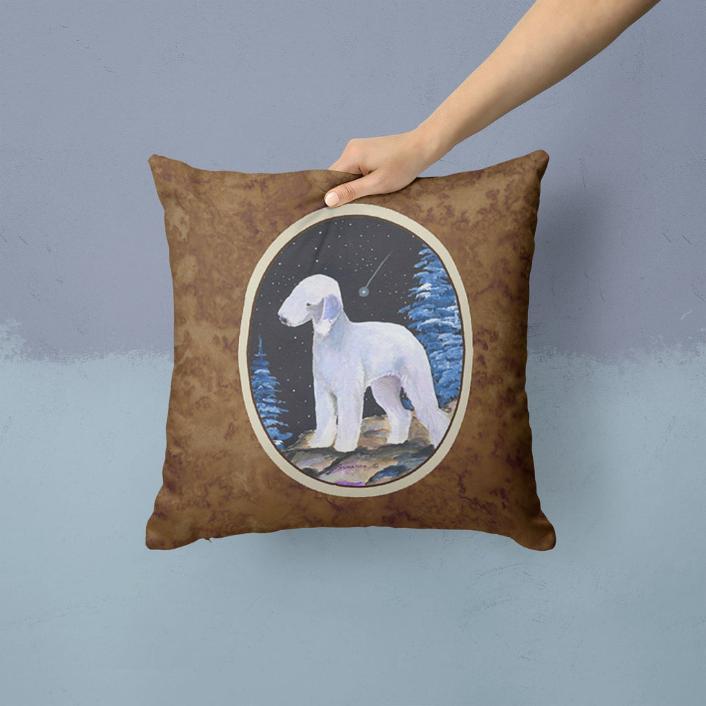 Starry Night Bedlington Terrier Decorative Throw Pillow 14x14 Indoor Outdoor Accent Cushion, Fabric Cover with Insert for Sofa, Bed, Porch & Living Room