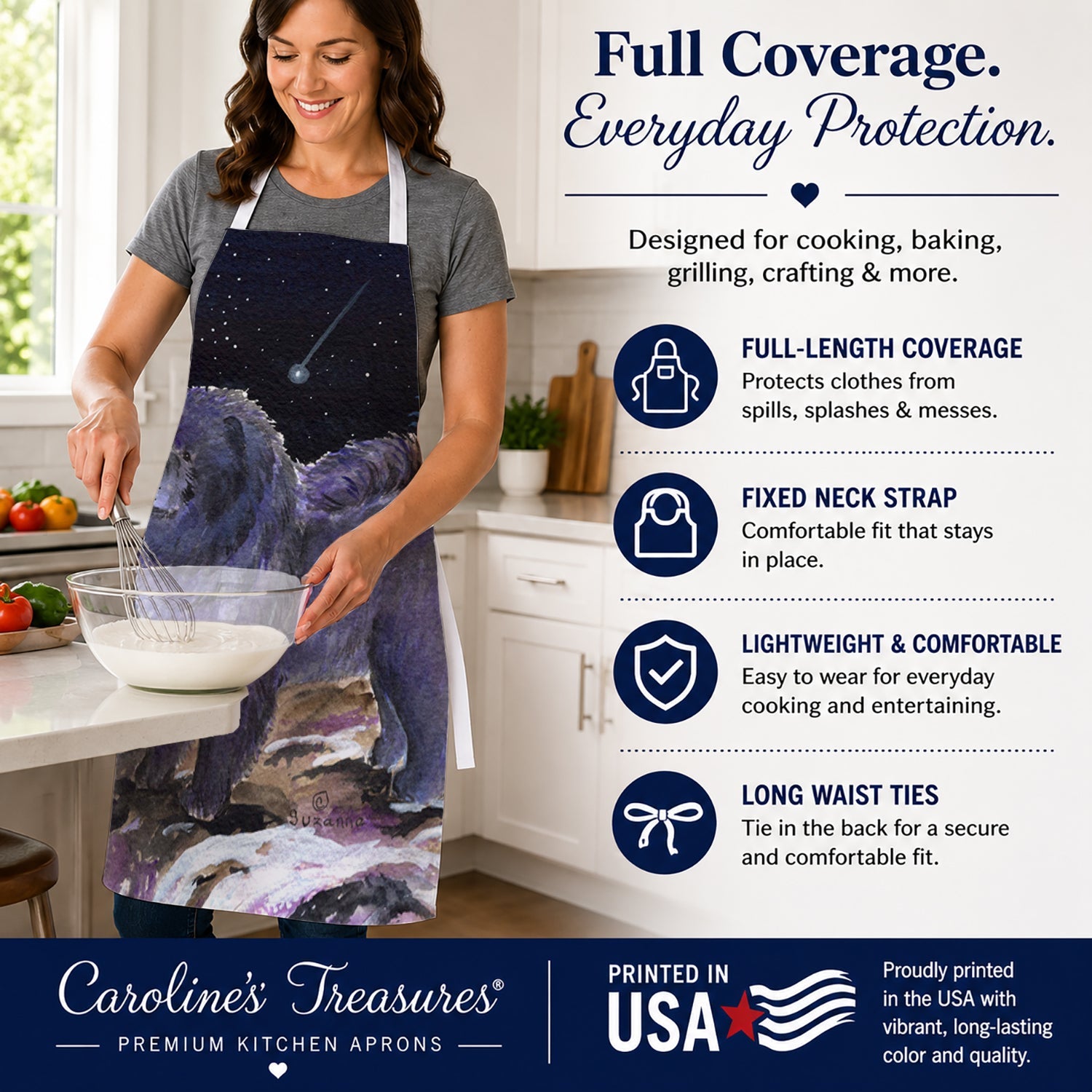 Starry Night Chow Chow Apron Cooking Kitchen Server Baking Crafts Gardening for Adult Women Men, Unisex, Large, Multicolor