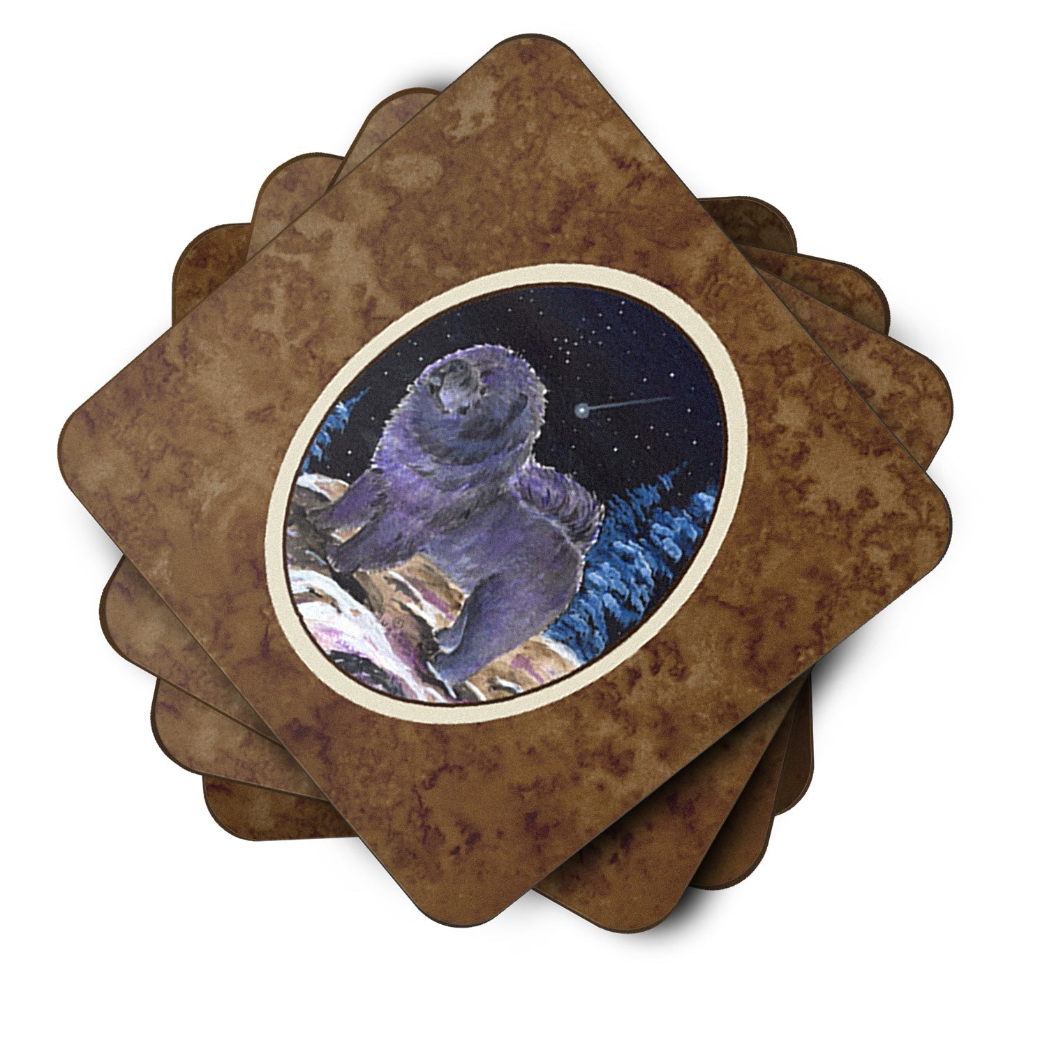 Starry Night Chow Chow Foam Coasters Set of 4 Cup Coasters for Indoor Outdoor, Tabletop Protection, Anti Slip, Mouse pad Material