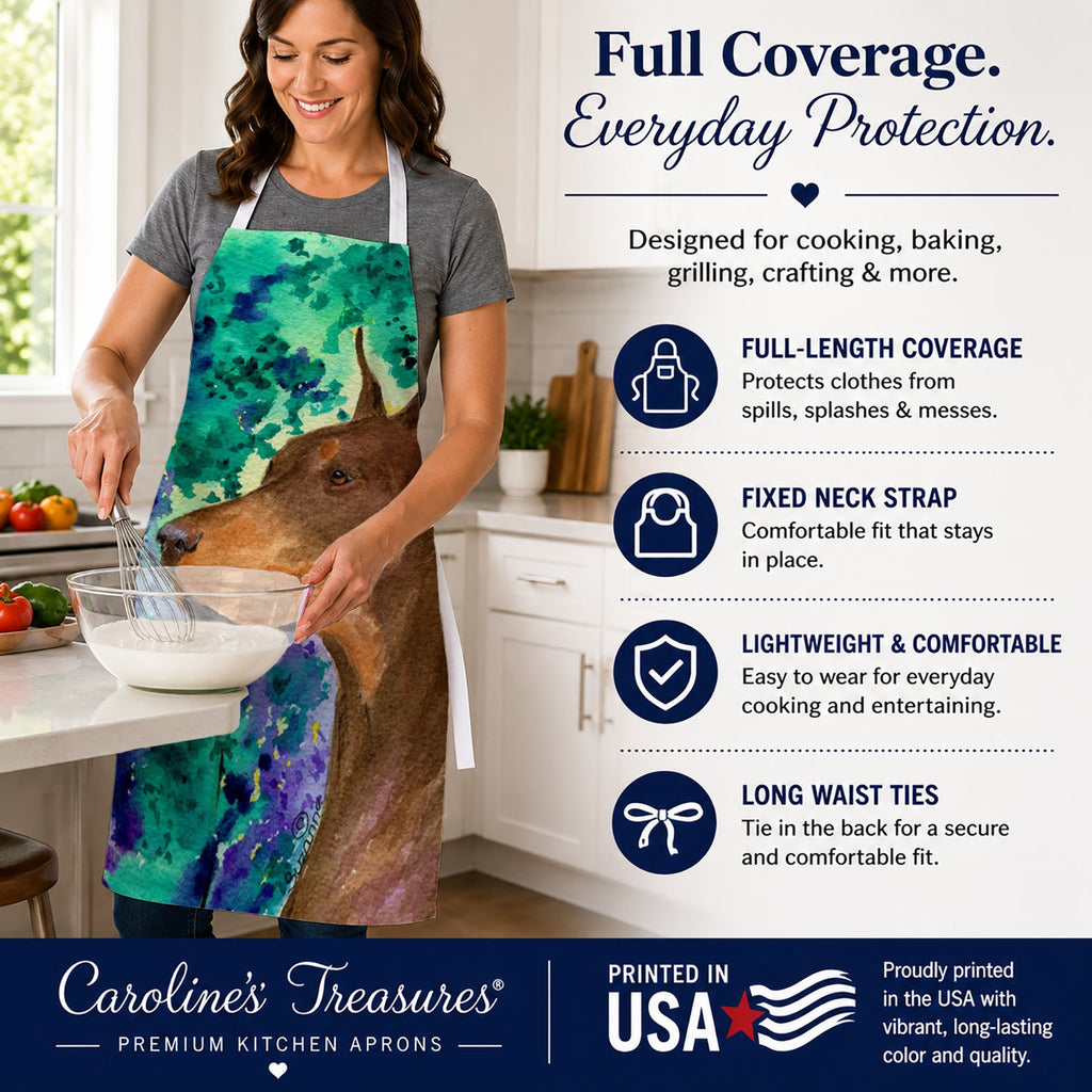 Doberman Apron Cooking Kitchen Server Baking Crafts Gardening for Adult Women Men, Unisex, Large, Multicolor