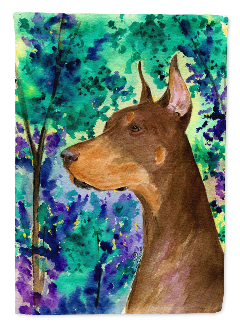 Doberman House Flag 28x40 Porch Sleeve Pole Decorative Outside Yard Banner Artwork Wall Hanging, Polyester