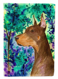 Doberman House Flag 28x40 Porch Sleeve Pole Decorative Outside Yard Banner Artwork Wall Hanging, Polyester