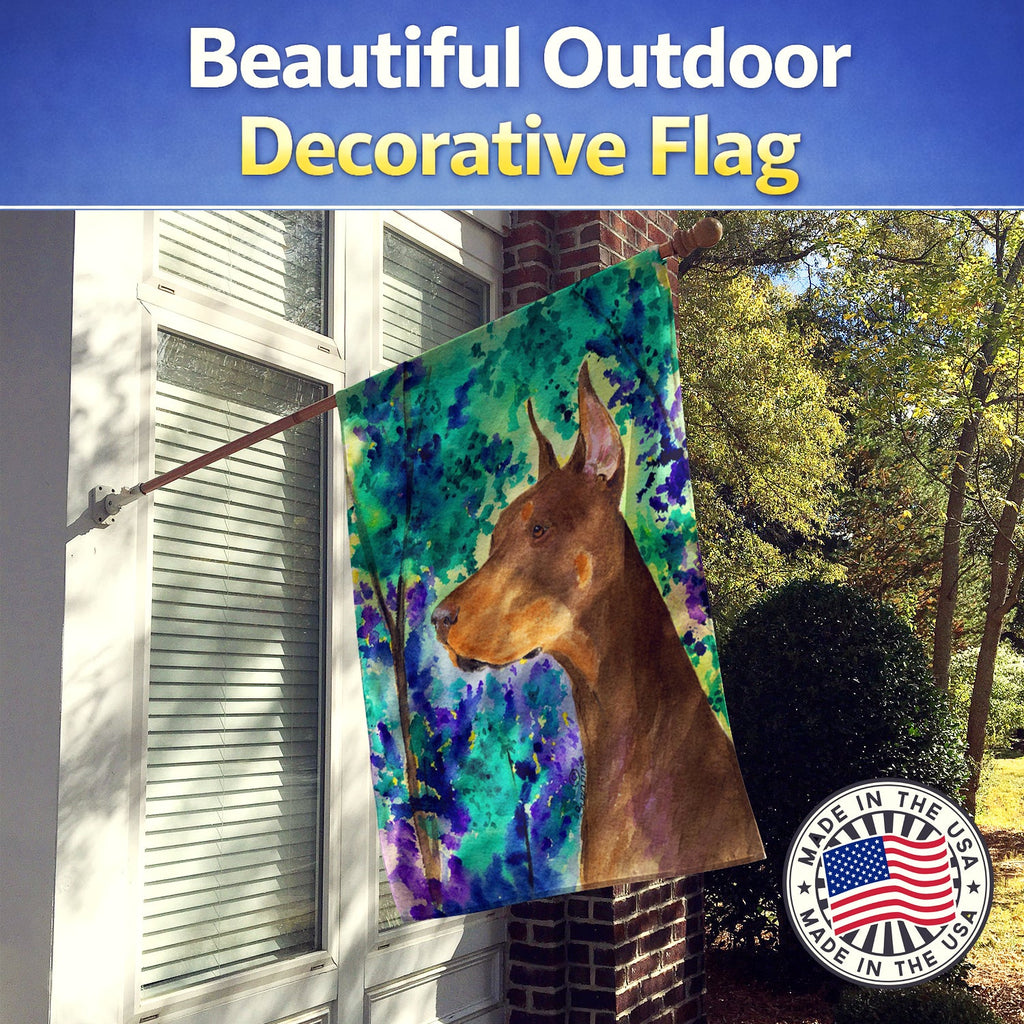 Doberman House Flag 28x40 Porch Sleeve Pole Decorative Outside Yard Banner Artwork Wall Hanging, Polyester
