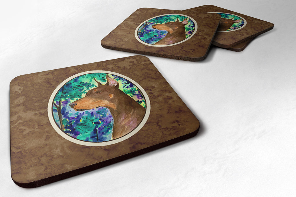 Doberman Foam Coasters Set of 4 Cup Coasters for Indoor Outdoor, Tabletop Protection, Anti Slip, Mouse pad Material