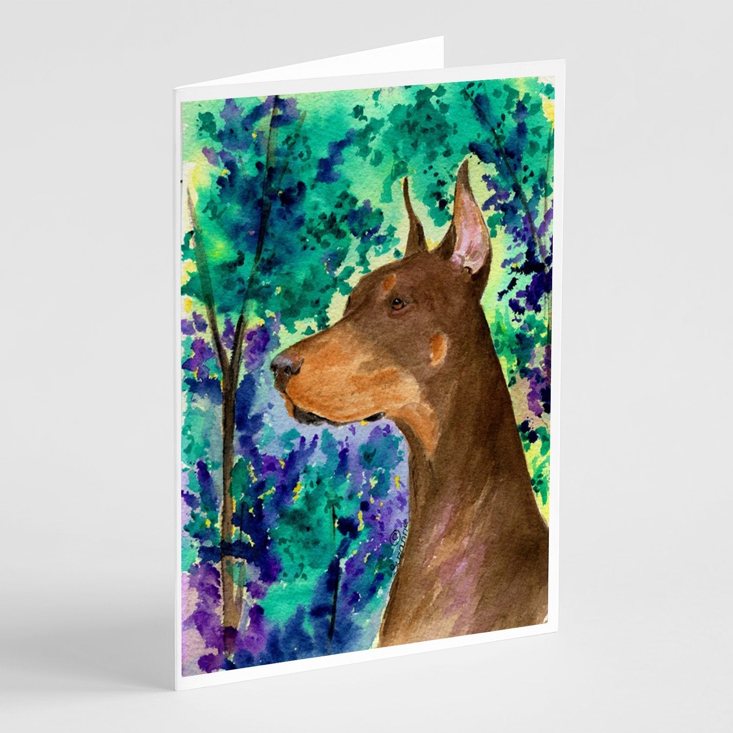 Doberman Greeting Cards Pack of 8 Blank Cards with Envelopes Whimsical A7 Size 5x7