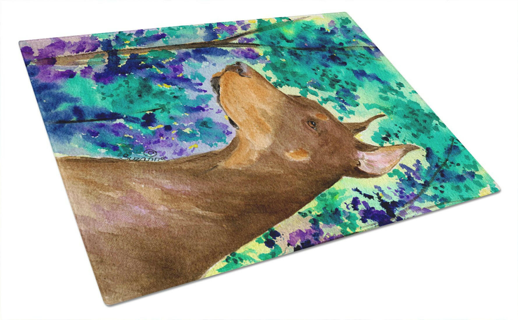 Doberman Cutting Board Tempered Glass Kitchen Cutting Surface, Heat Resistant Chopping, Non-Slip Feet, Food Prep & Serving