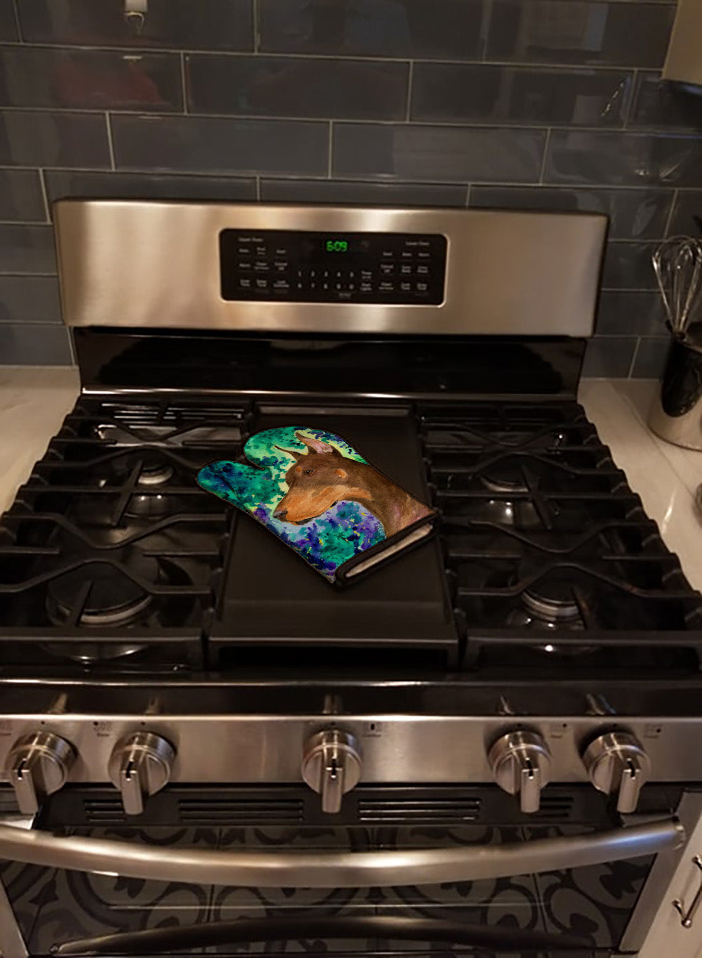 Doberman Oven Mitt Heat Resistant Thick Oven Mitt for Hot Pans and Oven, Kitchen Mitt Protect Hands, Cooking Baking Glove
