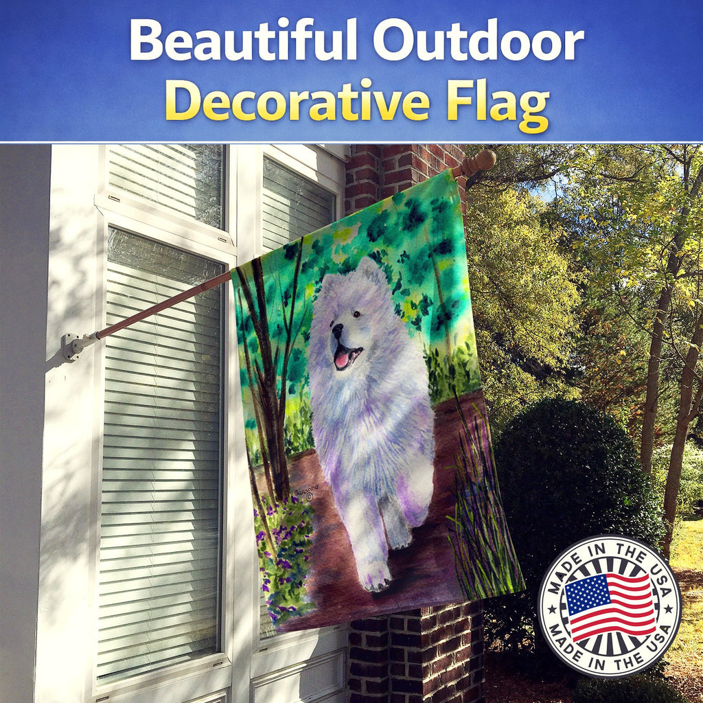 Samoyed House Flag 28x40 Porch Sleeve Pole Decorative Outside Yard Banner Artwork Wall Hanging, Polyester