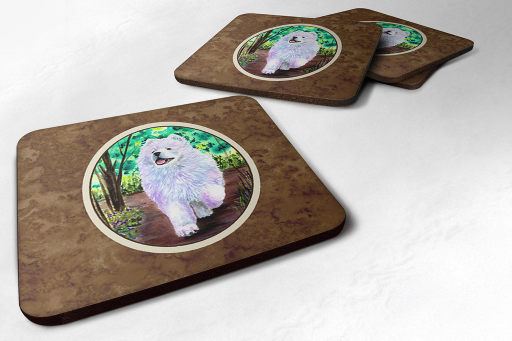 Samoyed Foam Coasters Set of 4 Cup Coasters for Indoor Outdoor, Tabletop Protection, Anti Slip, Mouse pad Material