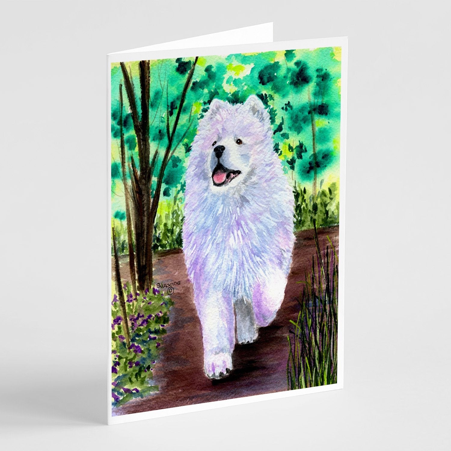 Samoyed Greeting Cards Pack of 8 Blank Cards with Envelopes Whimsical A7 Size 5x7