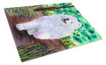 Samoyed Cutting Board Tempered Glass Kitchen Cutting Surface, Heat Resistant Chopping, Non-Slip Feet, Food Prep & Serving