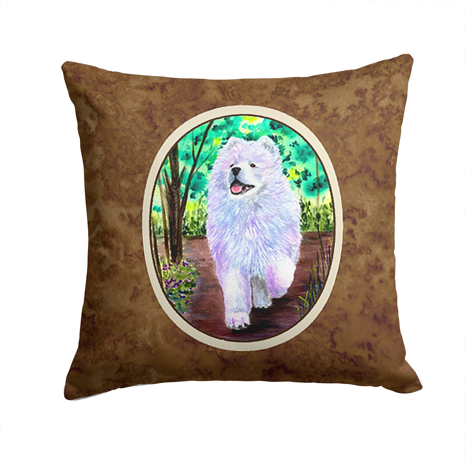 Samoyed Decorative Throw Pillow 14x14 Indoor Outdoor Accent Cushion, Fabric Cover with Insert for Sofa, Bed, Porch & Living Room