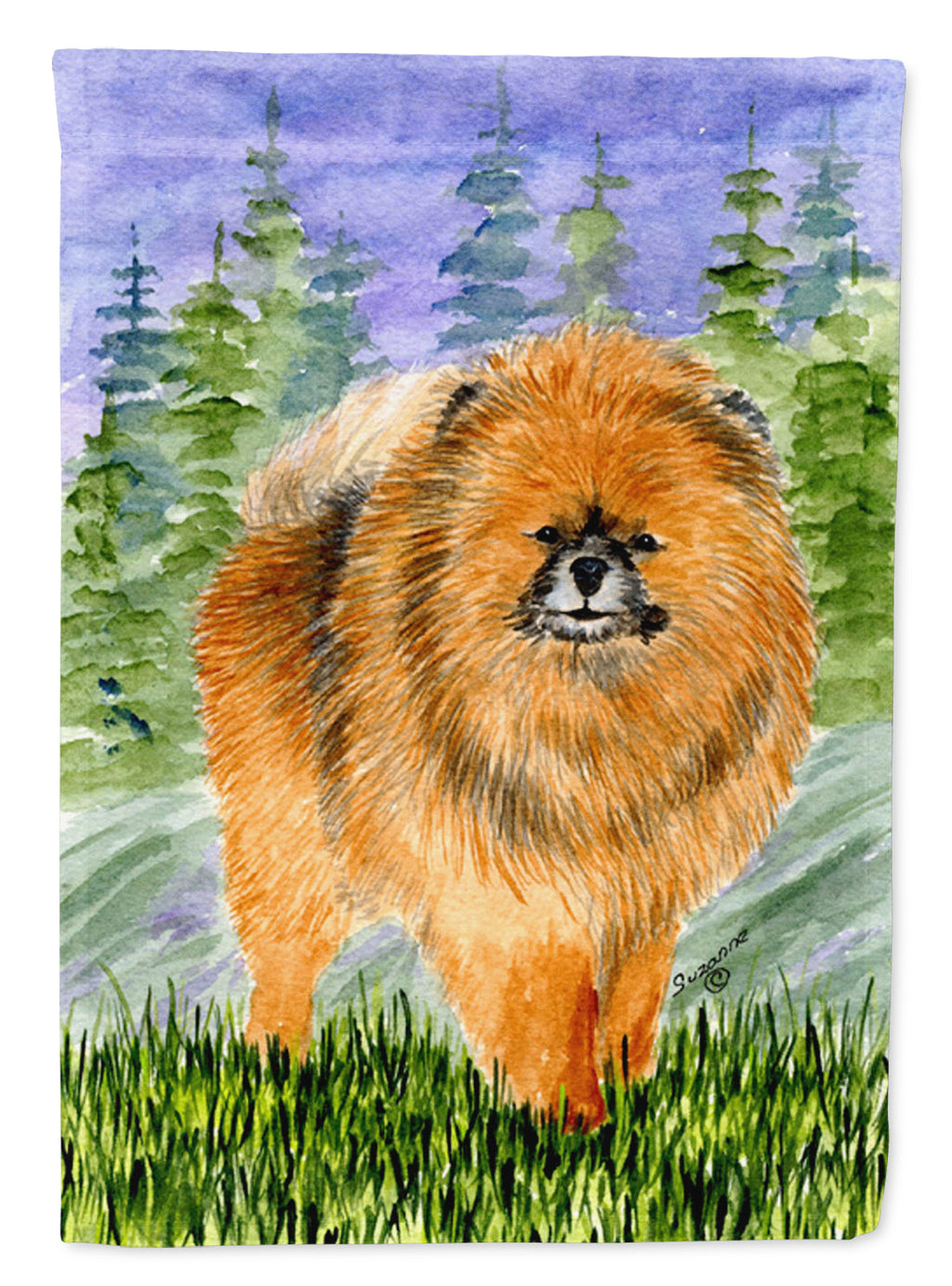 Pomeranian House Flag 28x40 Porch Sleeve Pole Decorative Outside Yard Banner Artwork Wall Hanging, Polyester