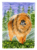 Pomeranian House Flag 28x40 Porch Sleeve Pole Decorative Outside Yard Banner Artwork Wall Hanging, Polyester