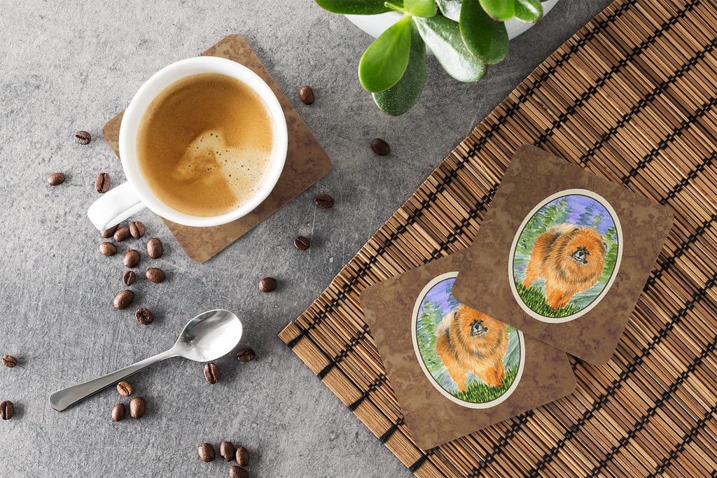Pomeranian Foam Coasters Set of 4 Cup Coasters for Indoor Outdoor, Tabletop Protection, Anti Slip, Mouse pad Material