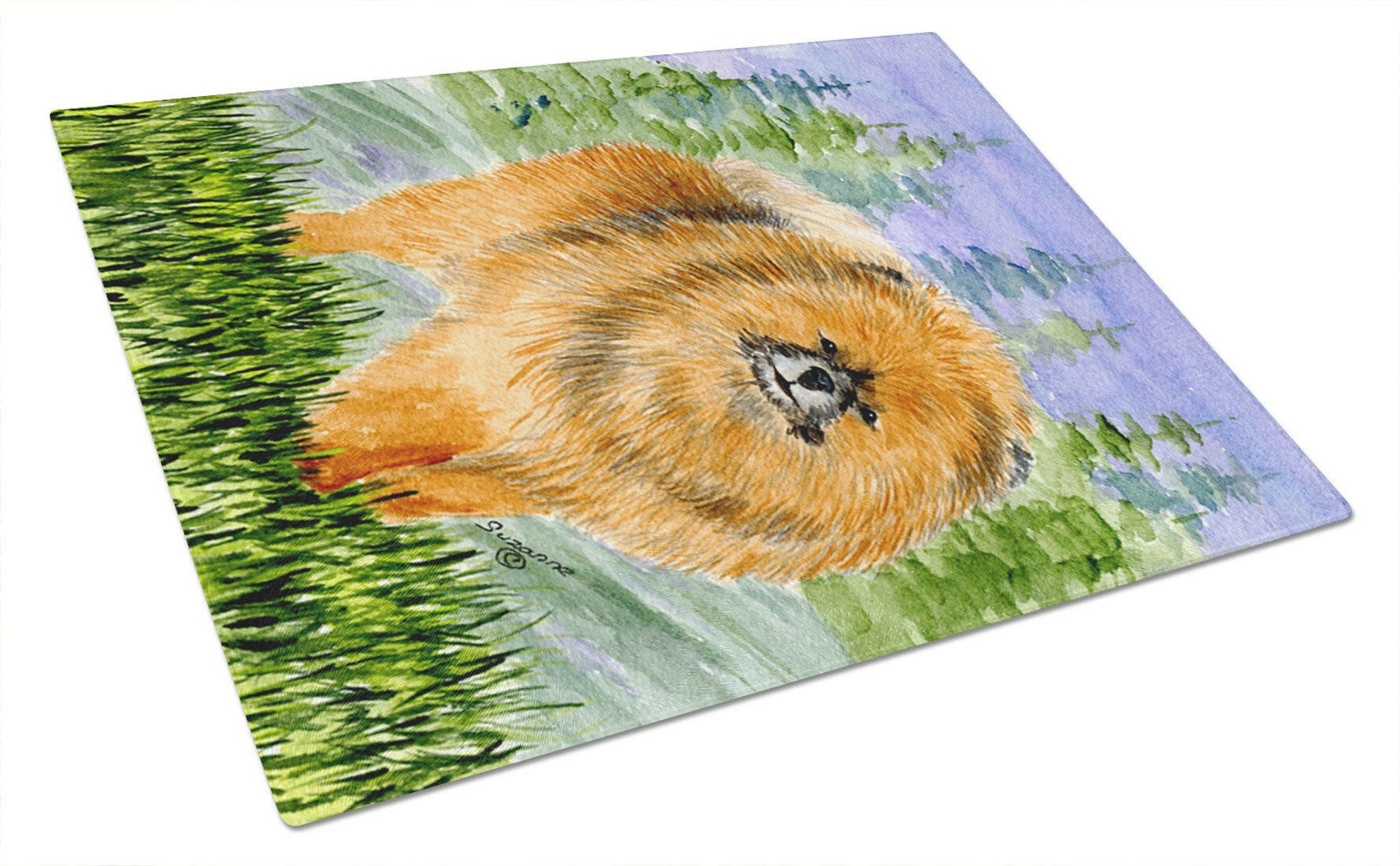 Pomeranian Cutting Board Tempered Glass Kitchen Cutting Surface, Heat Resistant Chopping, Non-Slip Feet, Food Prep & Serving