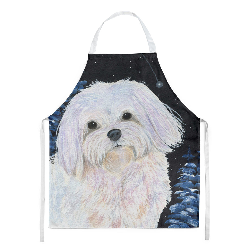 Starry Night Maltese Apron Cooking Kitchen Server Baking Crafts Gardening for Adult Women Men, Unisex, Large, Multicolor