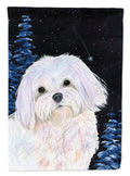 Starry Night Maltese House Flag 28x40 Porch Sleeve Pole Decorative Outside Yard Banner Artwork Wall Hanging, Polyester