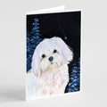 Starry Night Maltese Greeting Cards Pack of 8 Blank Cards with Envelopes Whimsical A7 Size 5x7