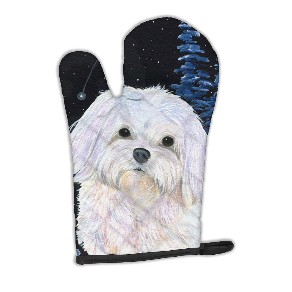 Starry Night Maltese Oven Mitt Heat Resistant Thick Oven Mitt for Hot Pans and Oven, Kitchen Mitt Protect Hands, Cooking Baking Glove
