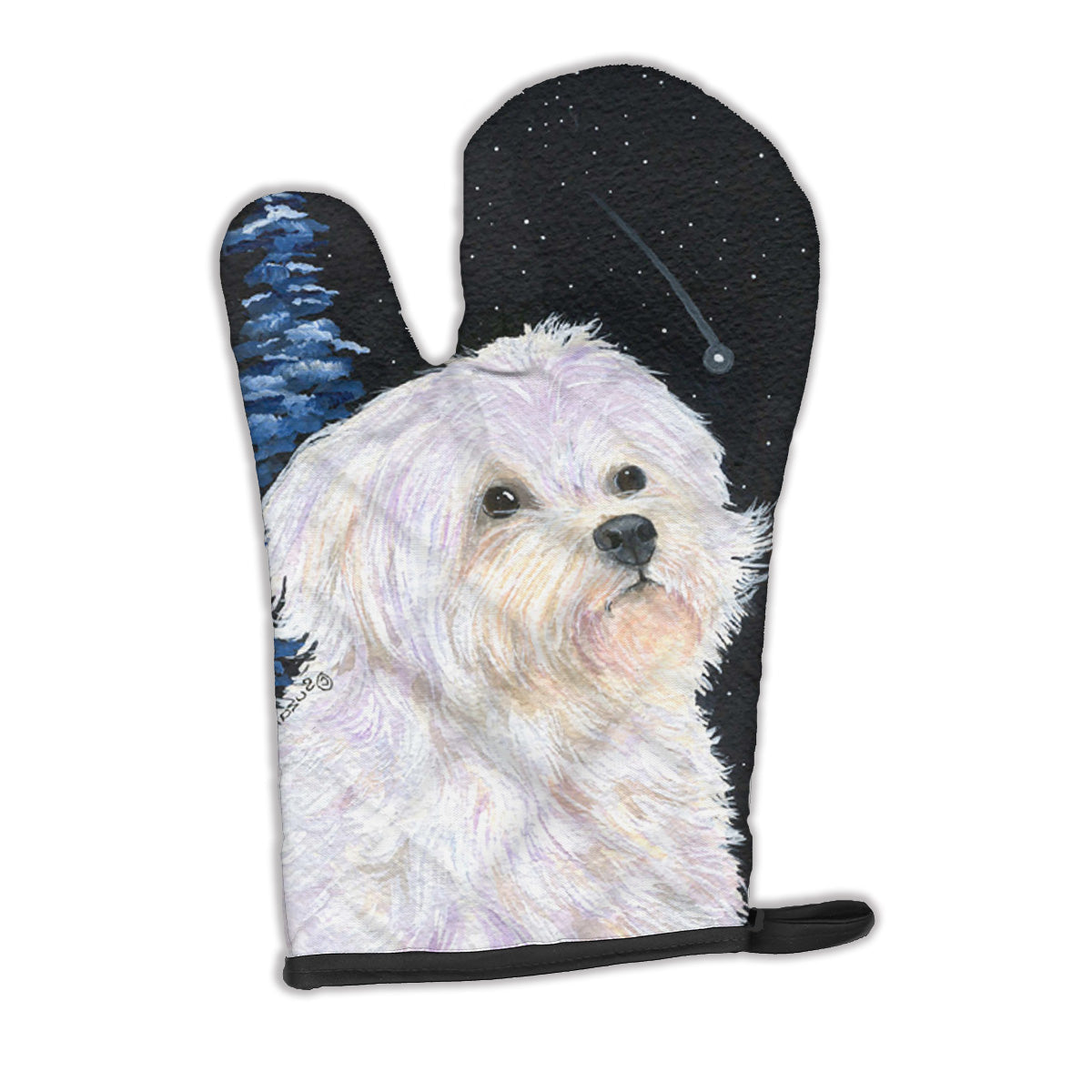 Starry Night Maltese Oven Mitt Heat Resistant Thick Oven Mitt for Hot Pans and Oven, Kitchen Mitt Protect Hands, Cooking Baking Glove