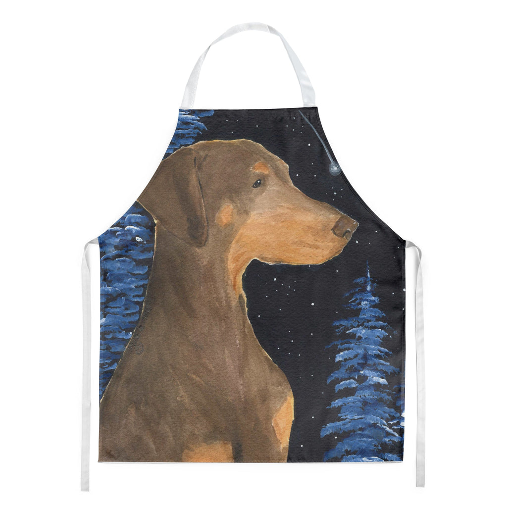 Starry Night Doberman Apron Cooking Kitchen Server Baking Crafts Gardening for Adult Women Men, Unisex, Large, Multicolor