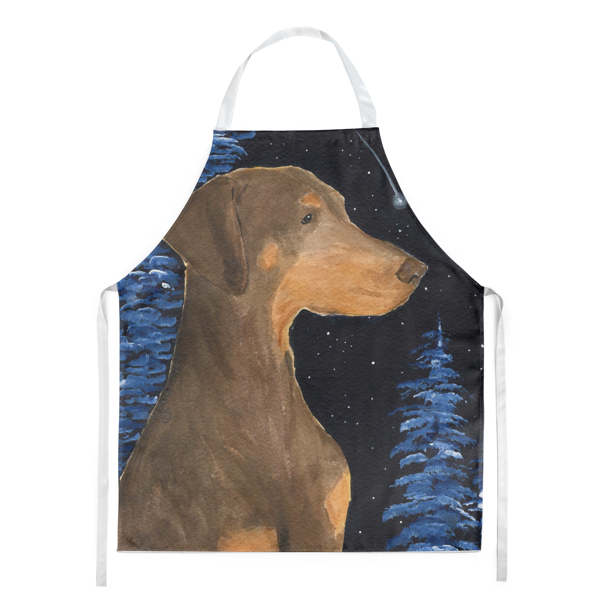 Starry Night Doberman Apron Cooking Kitchen Server Baking Crafts Gardening for Adult Women Men, Unisex, Large, Multicolor
