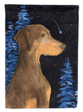 Starry Night Doberman House Flag 28x40 Porch Sleeve Pole Decorative Outside Yard Banner Artwork Wall Hanging, Polyester