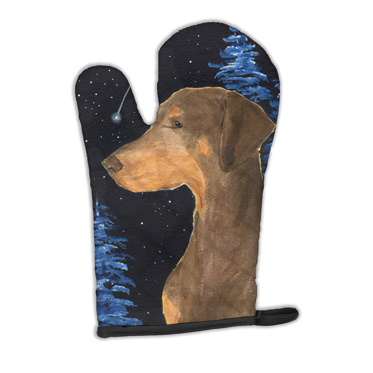 Starry Night Doberman Oven Mitt Heat Resistant Thick Oven Mitt for Hot Pans and Oven, Kitchen Mitt Protect Hands, Cooking Baking Glove